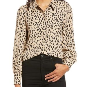 Vince Camuto Leopard Print Button Down Blouse